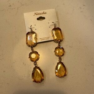 Natasha Couture Amber Gemstone Earrings